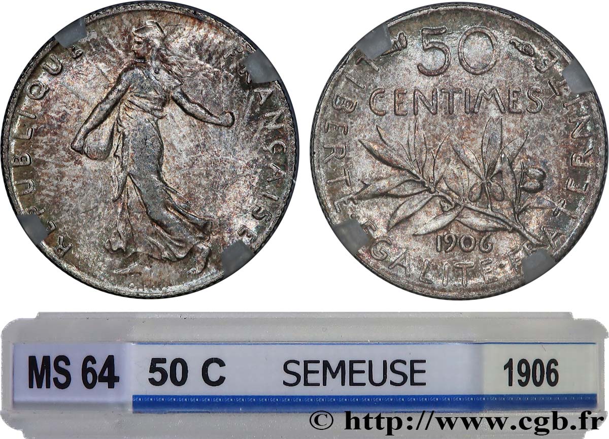 50 centimes Semeuse 1906 Paris F.190/13 MS64 GENI