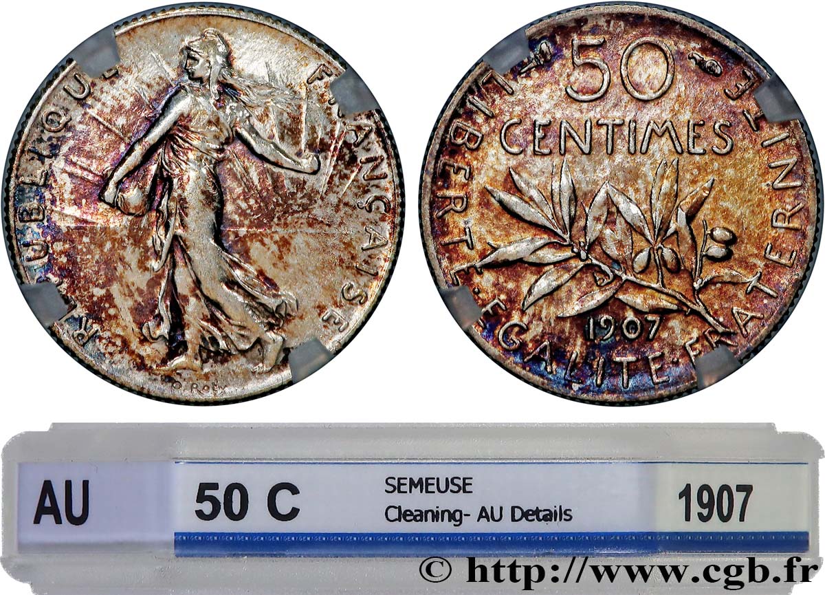 50 centimes Semeuse 1907 Paris F.190/14 TTB+ GENI