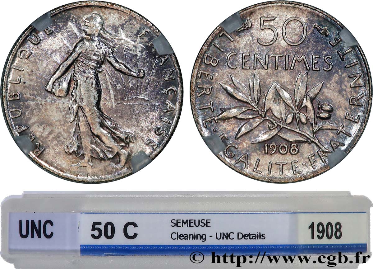 50 centimes Semeuse 1908 Paris F.190/15 MS GENI