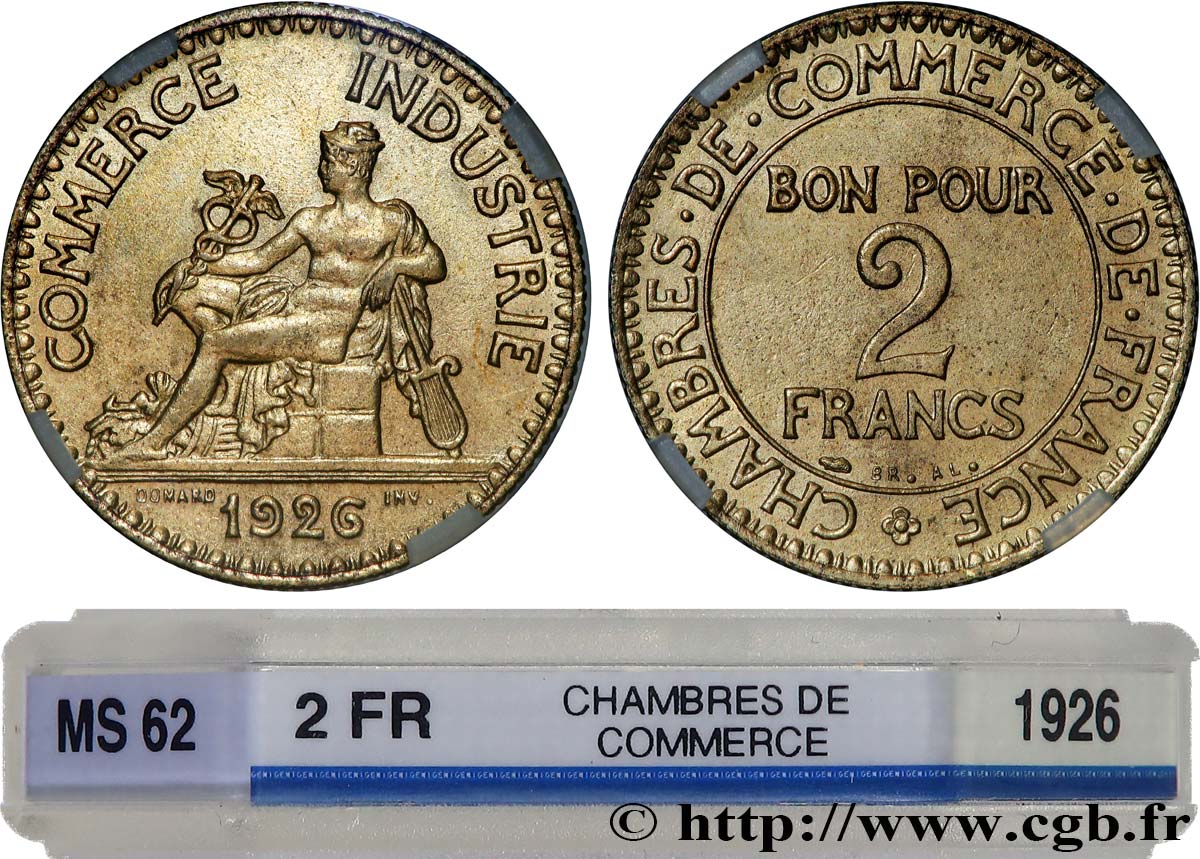 2 francs Chambres de Commerce 1926  F.267/8 MS62 GENI