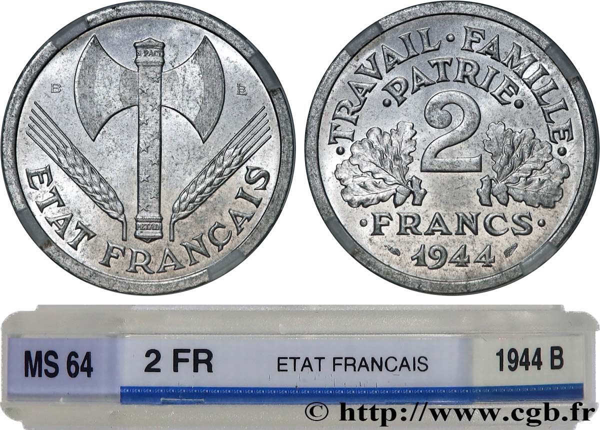 2 francs Francisque 1944 Beaumont-Le-Roger F.270/5 SPL64 GENI