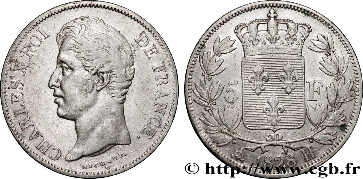 5 francs Charles X, 2e type 1828 La Rochelle F.311/18 TTB 