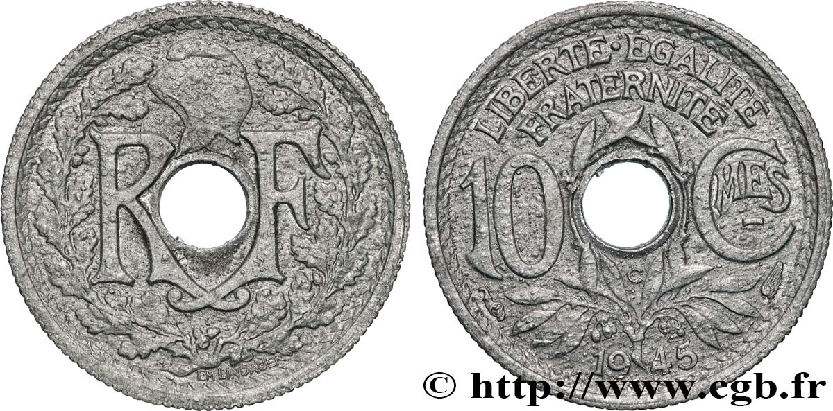 10 centimes Lindauer, petit module 1945 Castelsarrasin F.143/4 VZ+ 