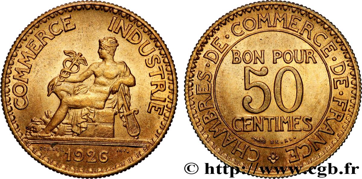 50 centimes Chambres de Commerce 1926 Paris F.191/8 MS64 