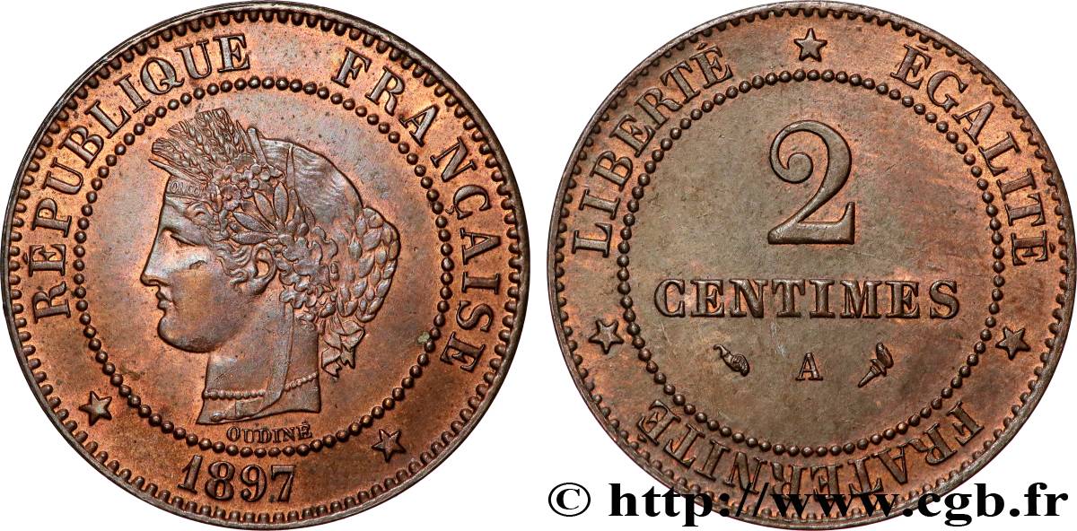 2 centimes Cérès 1897 Paris F.109/23 MS60 