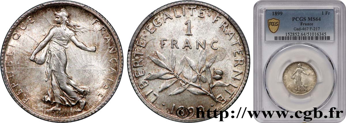 1 franc Semeuse 1899 Paris F.217/3 SPL64 PCGS
