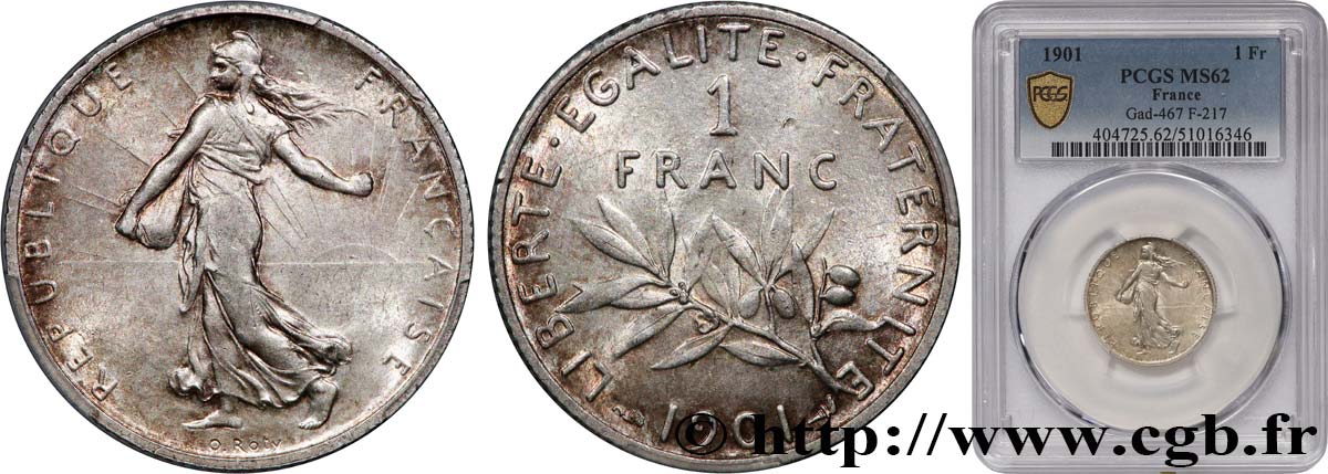 1 franc Semeuse 1901  F.217/6 MS62 PCGS