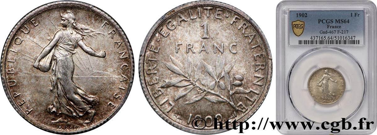 1 franc Semeuse 1902 Paris F.217/7 SPL64 PCGS
