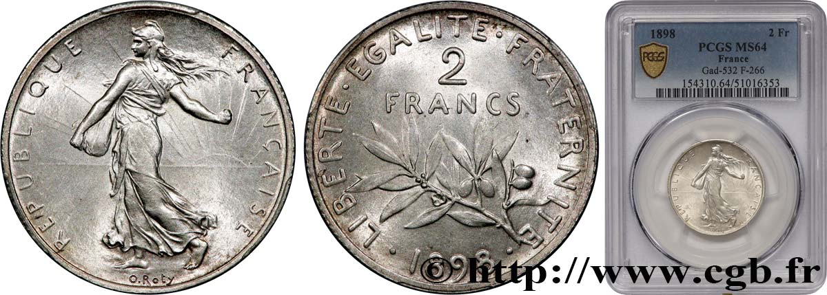 2 francs Semeuse 1898  F.266/1 MS64 PCGS