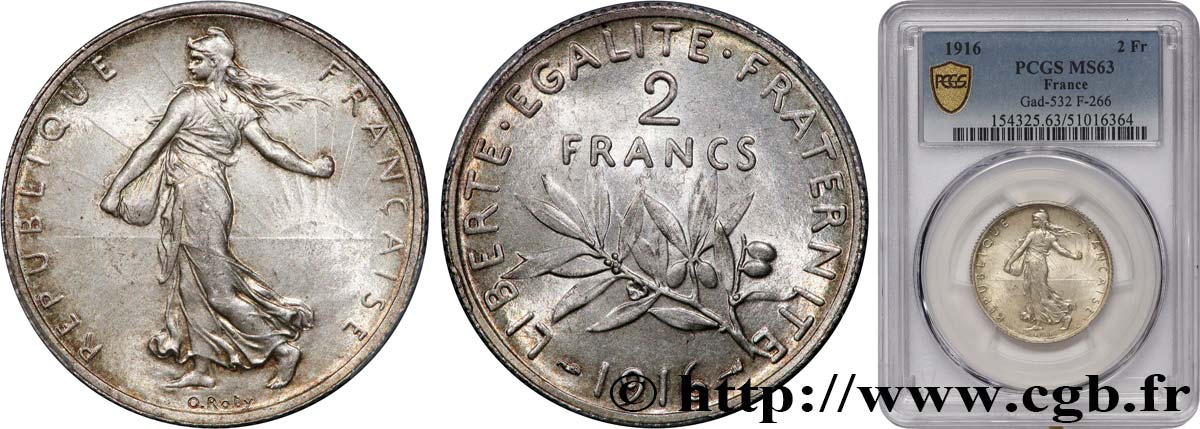 2 francs Semeuse 1916  F.266/18 SPL63 PCGS