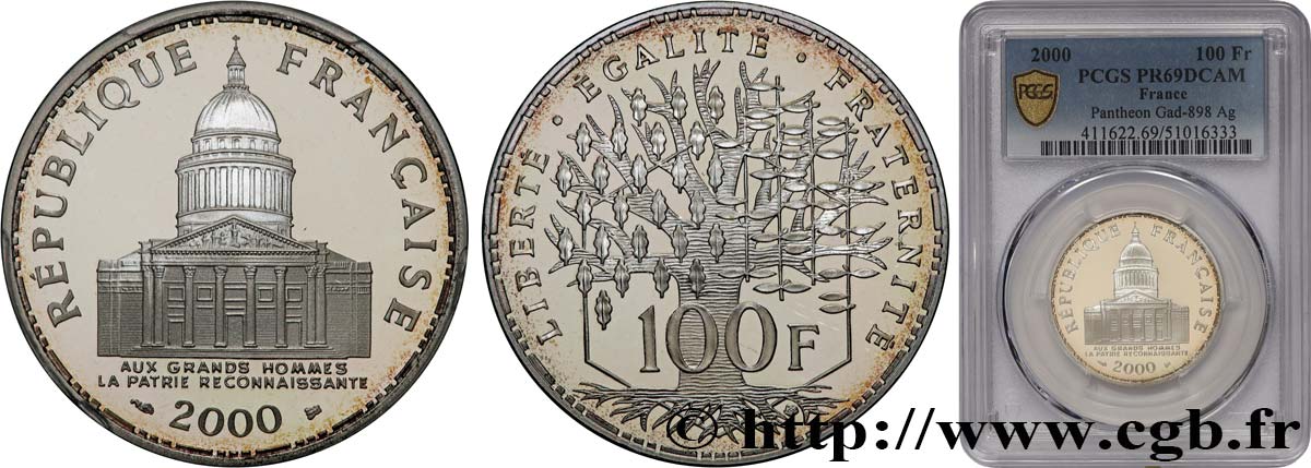 100 francs Panthéon, Belle Épreuve 2000  F.451/23 FDC69 PCGS