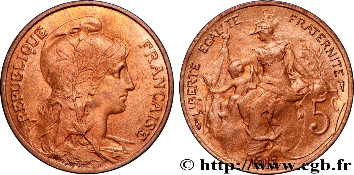 5 centimes Daniel-Dupuis 1913  F.119/25 SPL62 