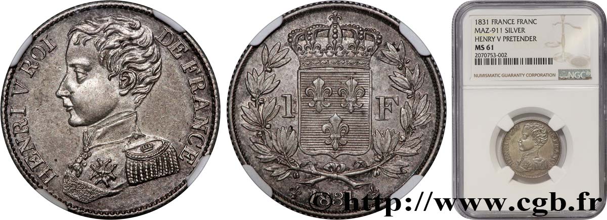 1 franc 1831  VG.2705  MS61 NGC