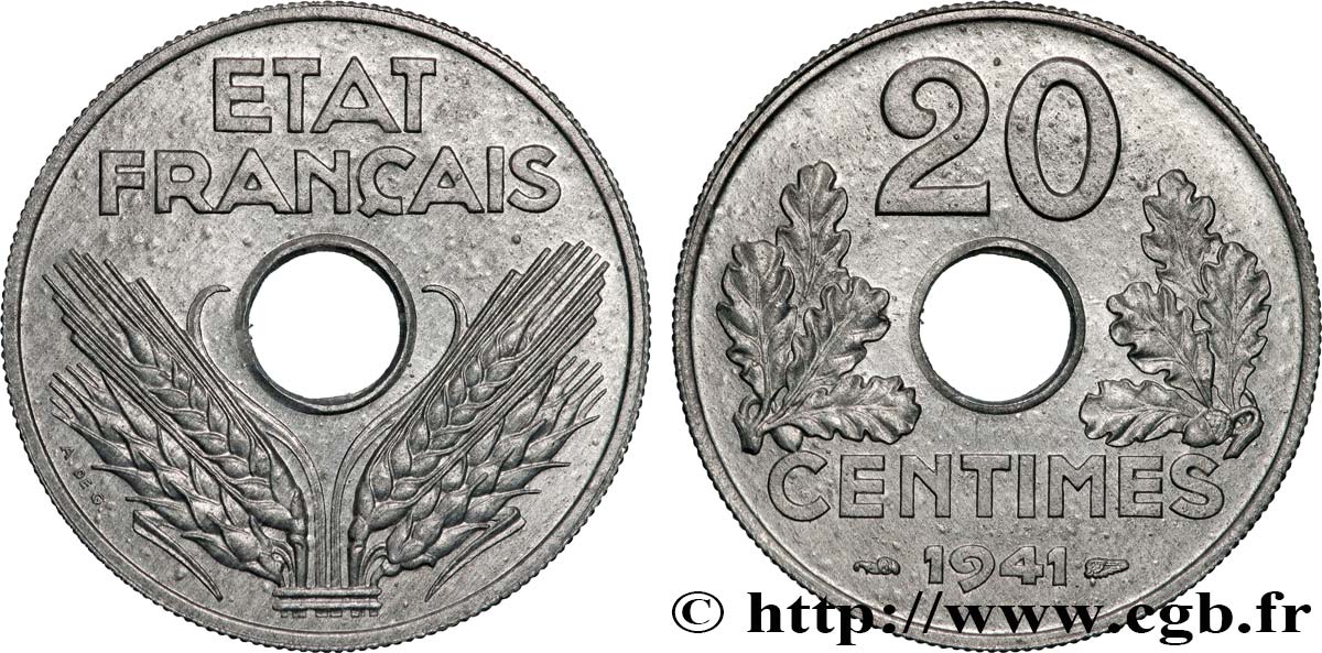 20 centimes État français, lourde 1941  F.153/2 FDC65 
