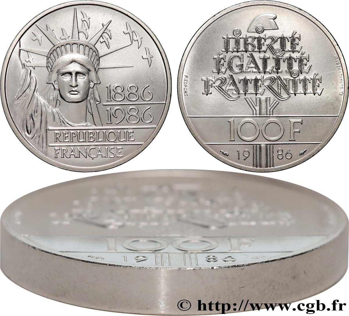 Piéfort Brillant Universel de 100 francs Liberté (Statue de la) 1986 Pessac GEM.235 P1 MS 
