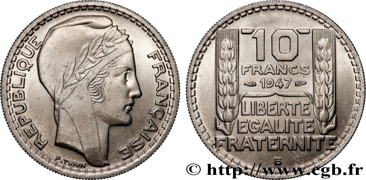 10 francs Turin, grosse tête 1947 Beaumont-Le-Roger F.361A/5 MS64 