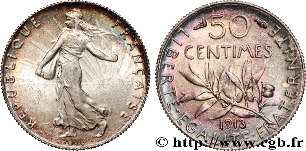 50 centimes Semeuse 1913 Paris F.190/20 MS65 