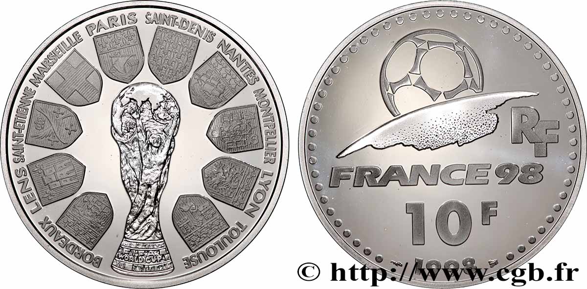 Belle Épreuve 10 francs - La Coupe 1998  F5.1313 1 MS 
