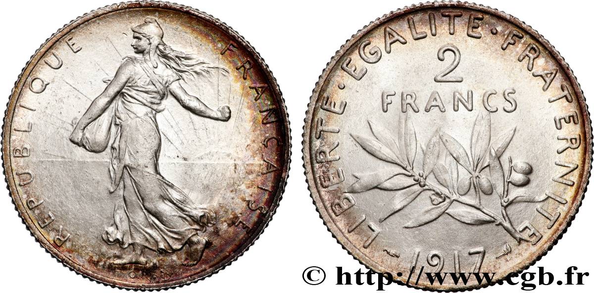2 francs Semeuse 1917  F.266/19 MS62 