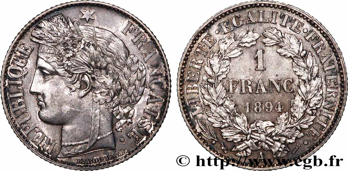 1 franc Cérès, Troisième République 1894 Paris F.216/12 SUP 
