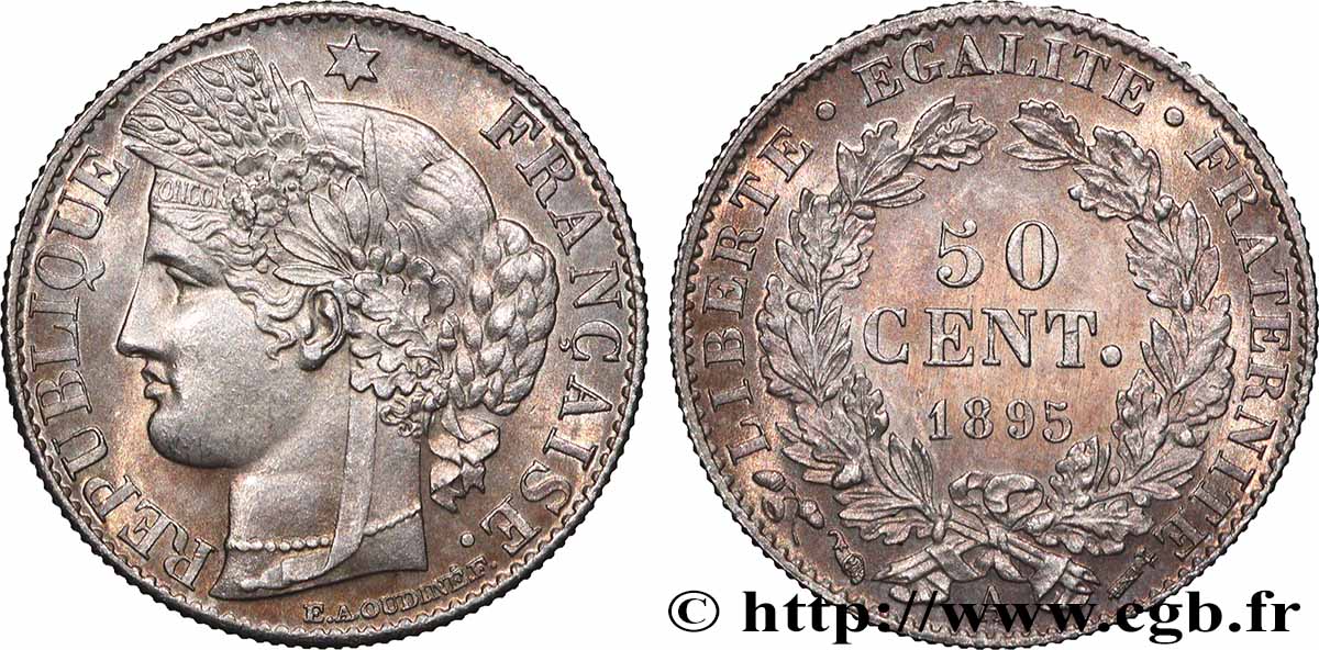 50 centimes Cérès, IIIe République 1895 Paris F.189/16 AU 