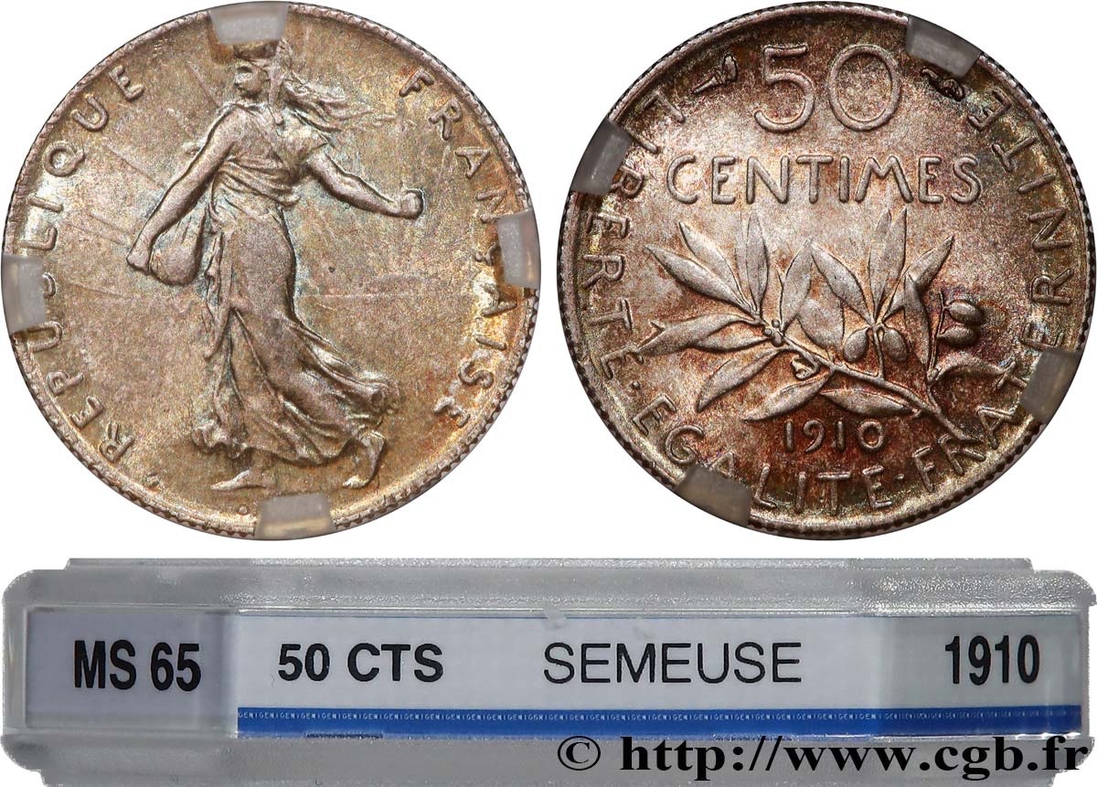 50 centimes Semeuse 1910 Paris F.190/17 FDC65 GENI