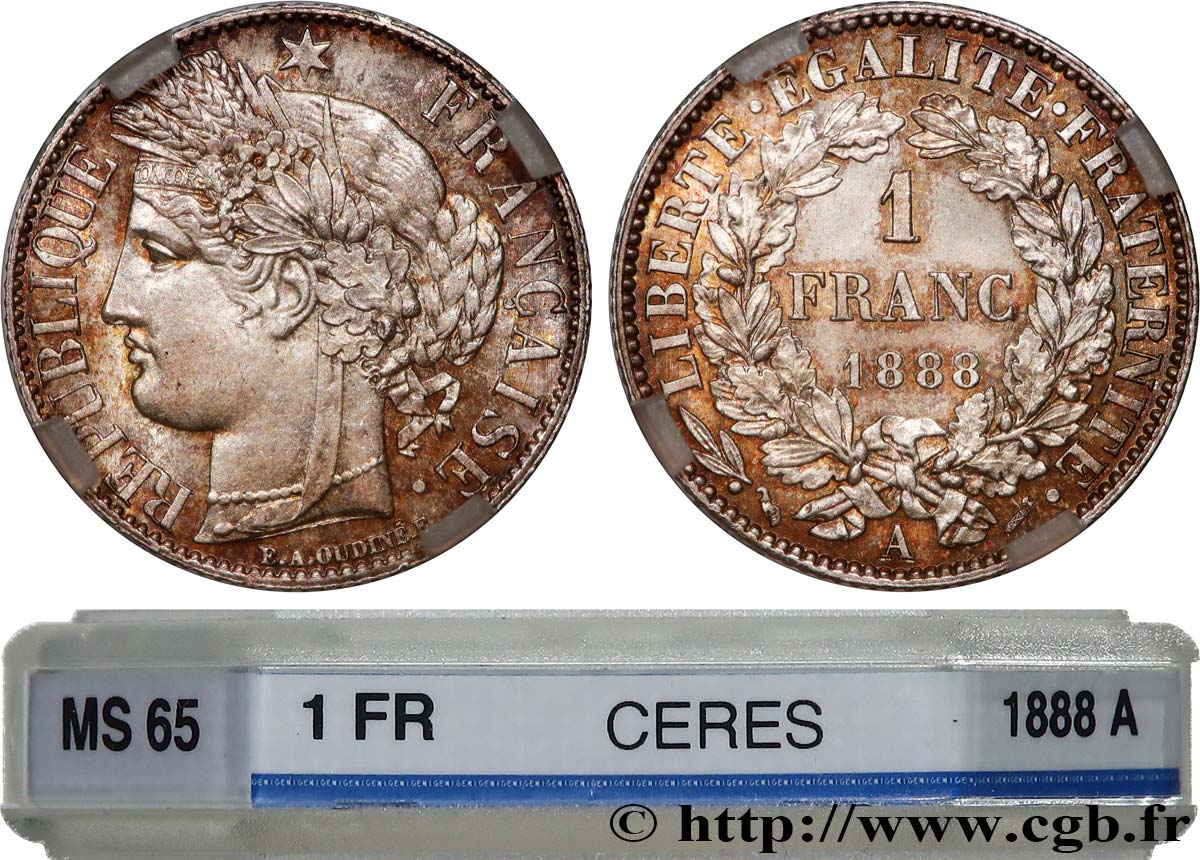 1 franc Cérès, IIIe République 1888 Paris F.216/10 FDC65 GENI