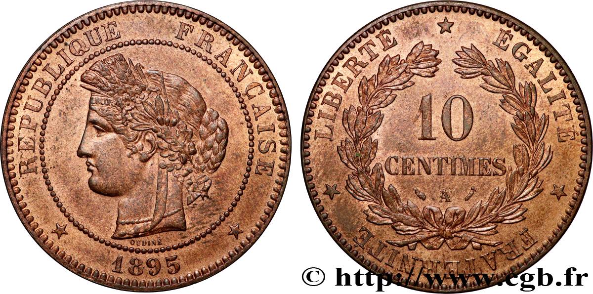 10 centimes Cérès 1895 Paris F.135/40 MS63 
