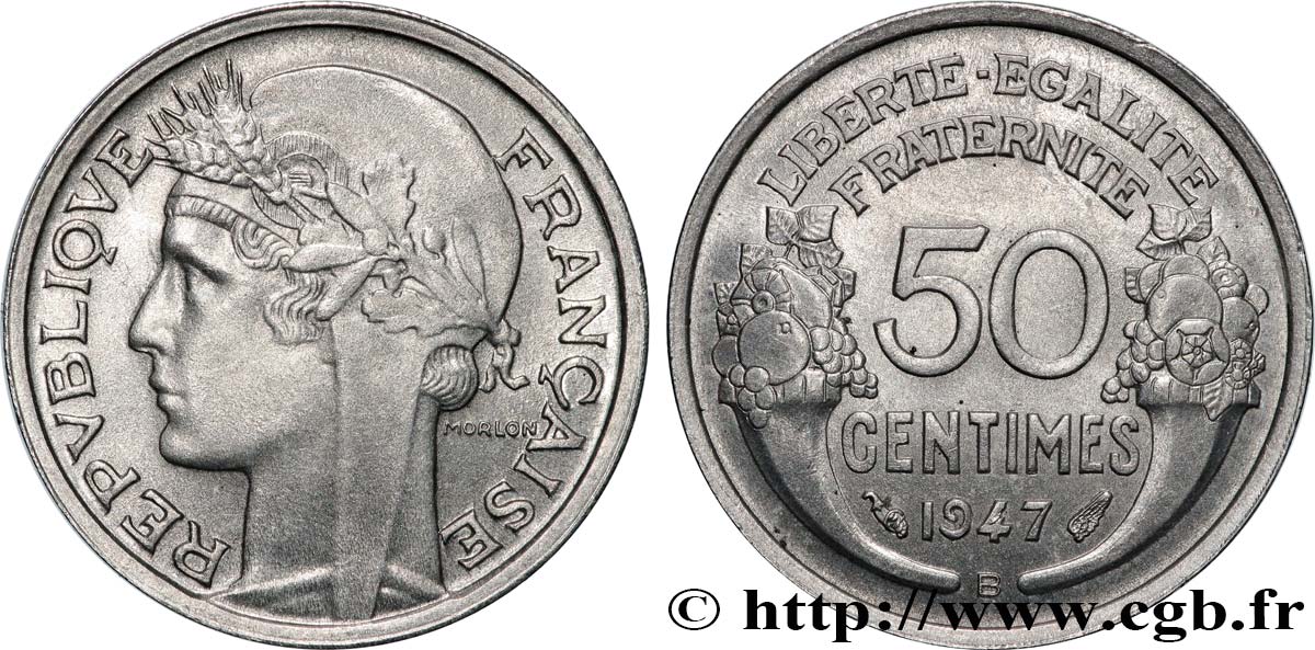 50 centimes Morlon, légère 1947 Beaumont-le-Roger F.194/11 ST65 