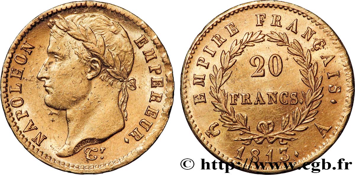 20 francs or Napoléon, tête laurée, Empire français 1813 Paris F.516/30 MS 