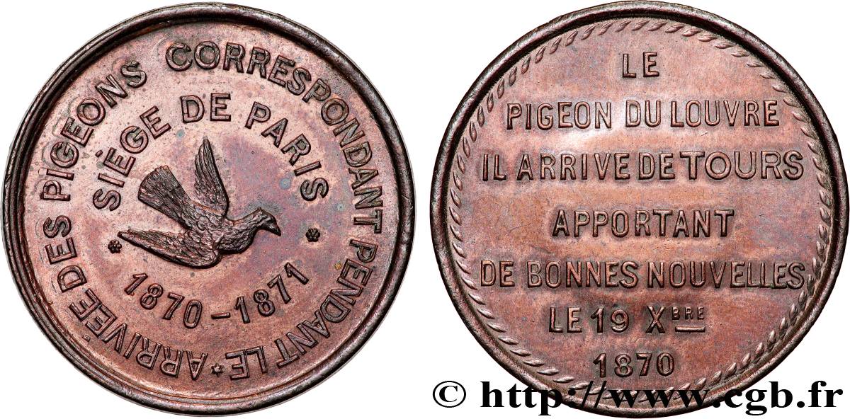 Essai au module de 10 centimes, pigeons voyageurs, Siège de Paris n.d. Paris Fl.862  MS 