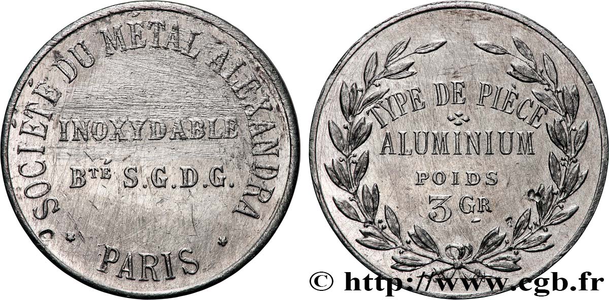 Essai Société du métal Alexandra au module de 10 centimes n.d. Paris GEM.250 2 VF 