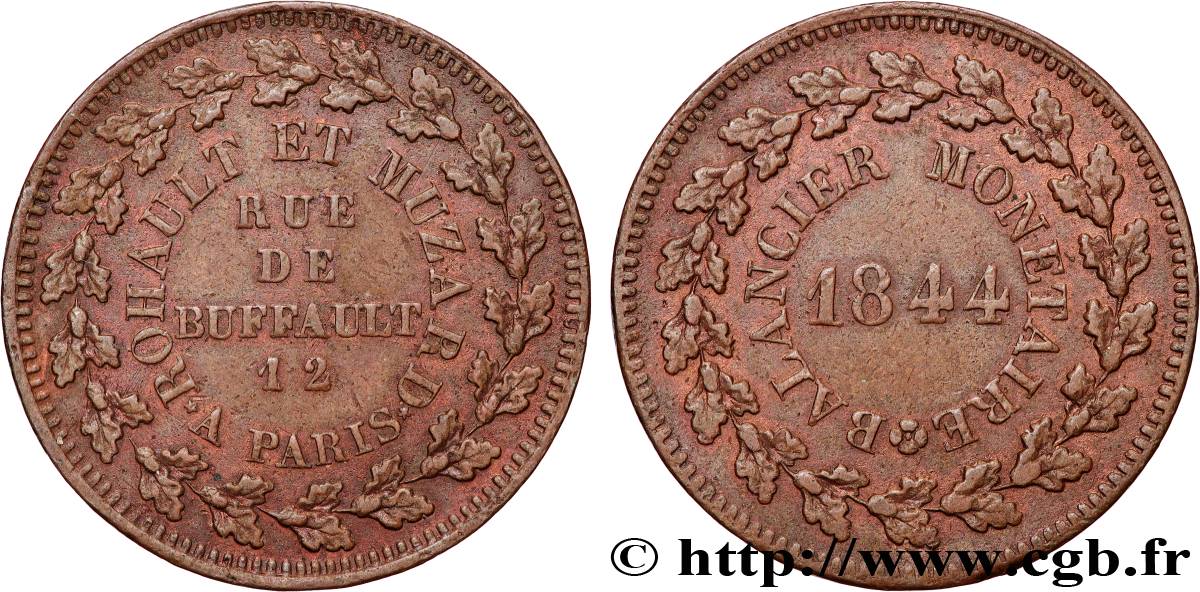 Essai balancier monétaire, module 28 mm 1844 Paris VG.2959  SUP 