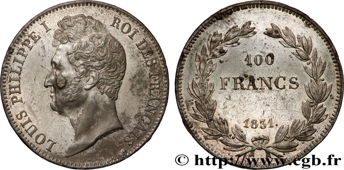 Reproduction de l’Essai de 100 francs en étain par Rogat 1831 Paris T.T.4070 cop TTB+ 
