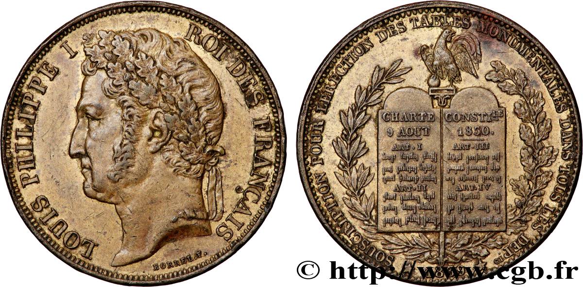 Module du décime - Série à la Charte, en bronze doré 1839   AU 