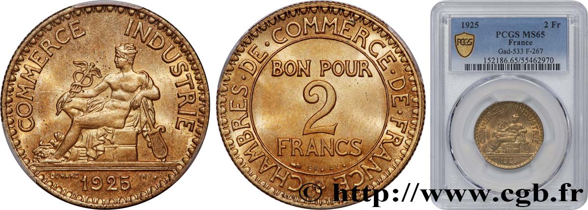 2 francs Chambres de Commerce 1925  F.267/7 FDC65 PCGS