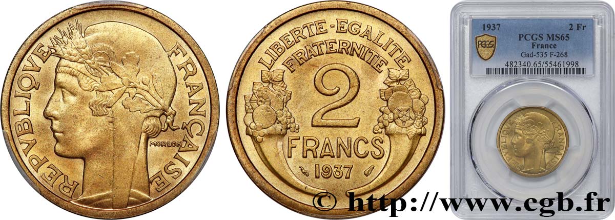2 francs Morlon 1937  F.268/10 FDC65 PCGS