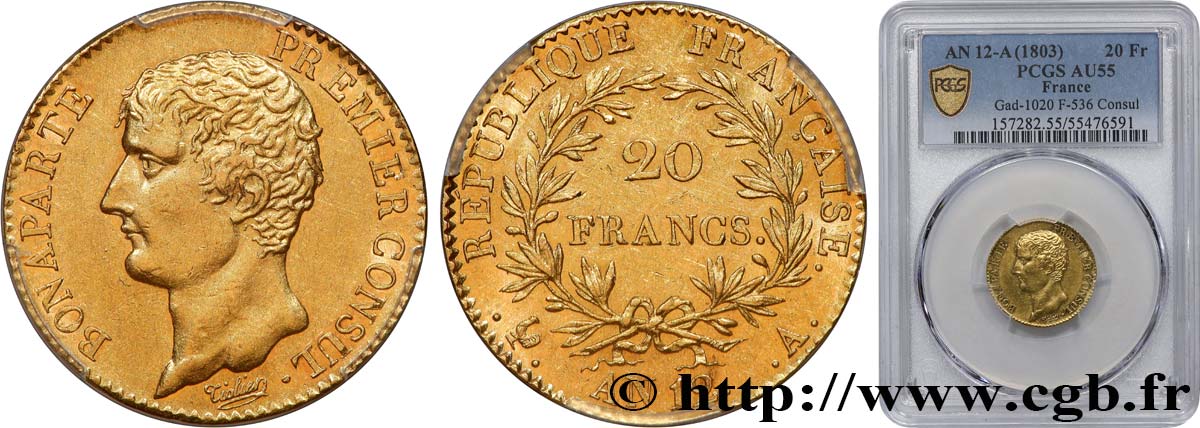 20 francs or Bonaparte Premier Consul 1804 Paris F.510/2 SUP55 PCGS