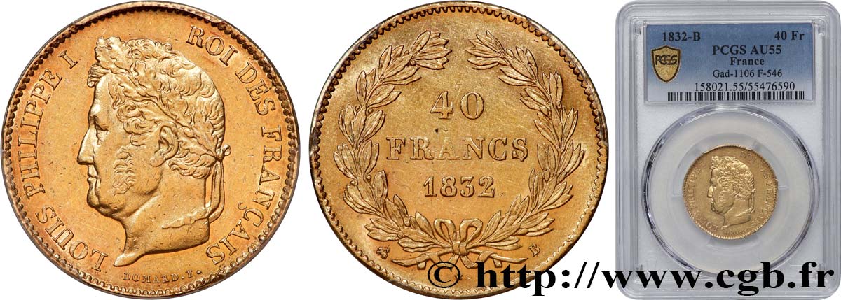 40 francs or 1832 Rouen F.546/4 SUP55 PCGS