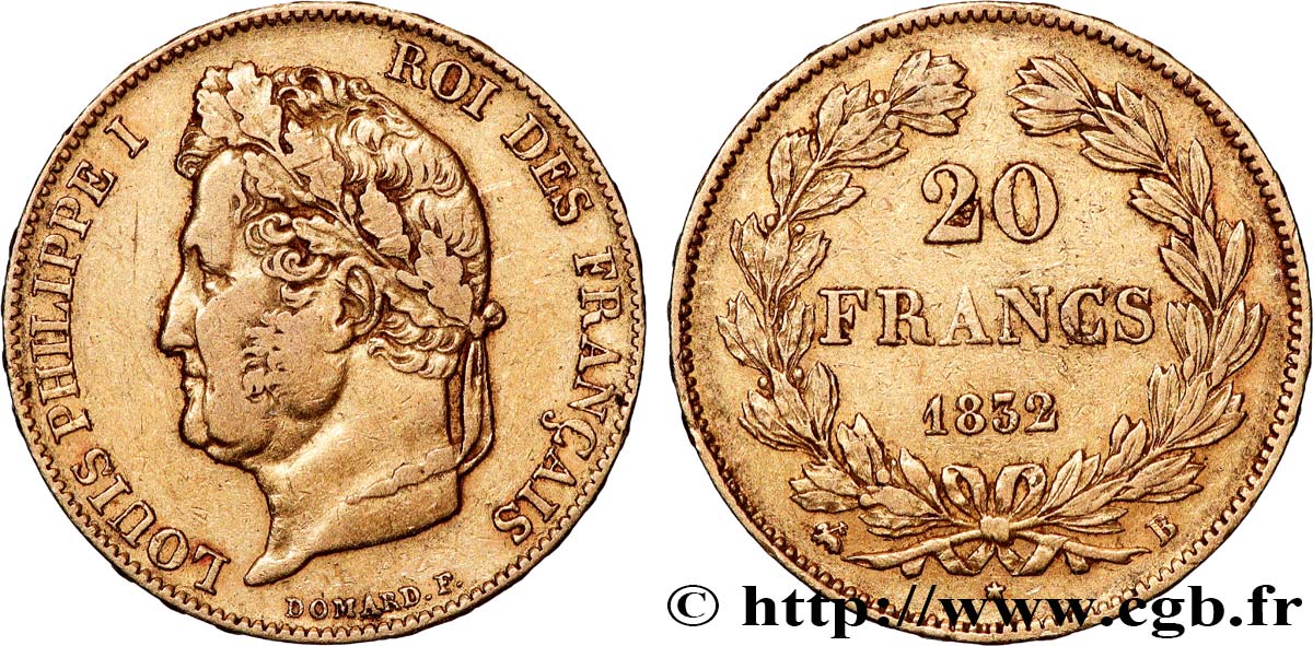 20 francs Louis-Philippe, Domard 1832 Rouen F.527/2 TTB 