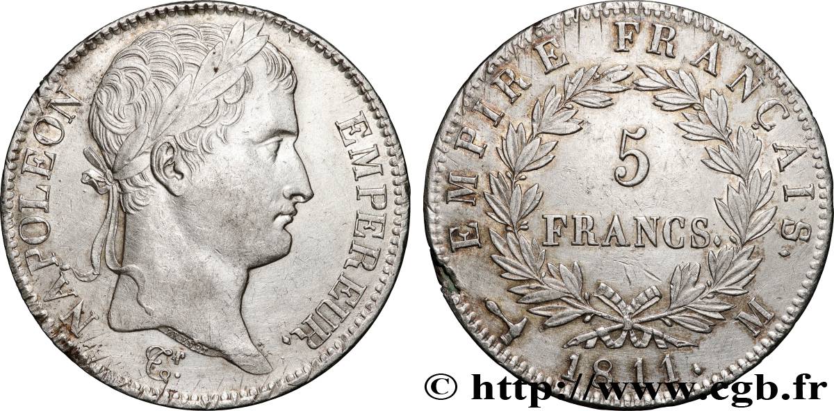 5 francs Napoléon Empereur, Empire français 1811 Toulouse F.307/35 AU 