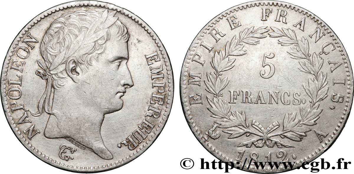 5 francs Napoléon Empereur, Empire français 1812 Paris F.307/41 TTB+ 