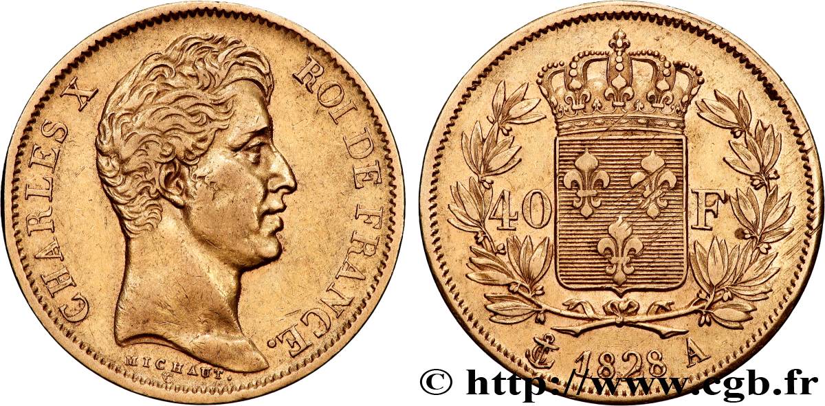 40 francs or Charles X, 2e type 1828 Paris F.544/3 TTB 