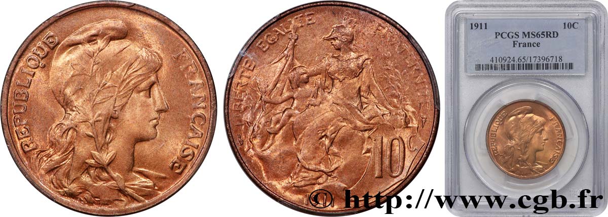 10 centimes Daniel-Dupuis 1911  F.136/20 FDC65 PCGS