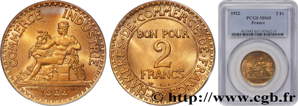 2 francs Chambres de Commerce 1922  F.267/4 FDC65 PCGS