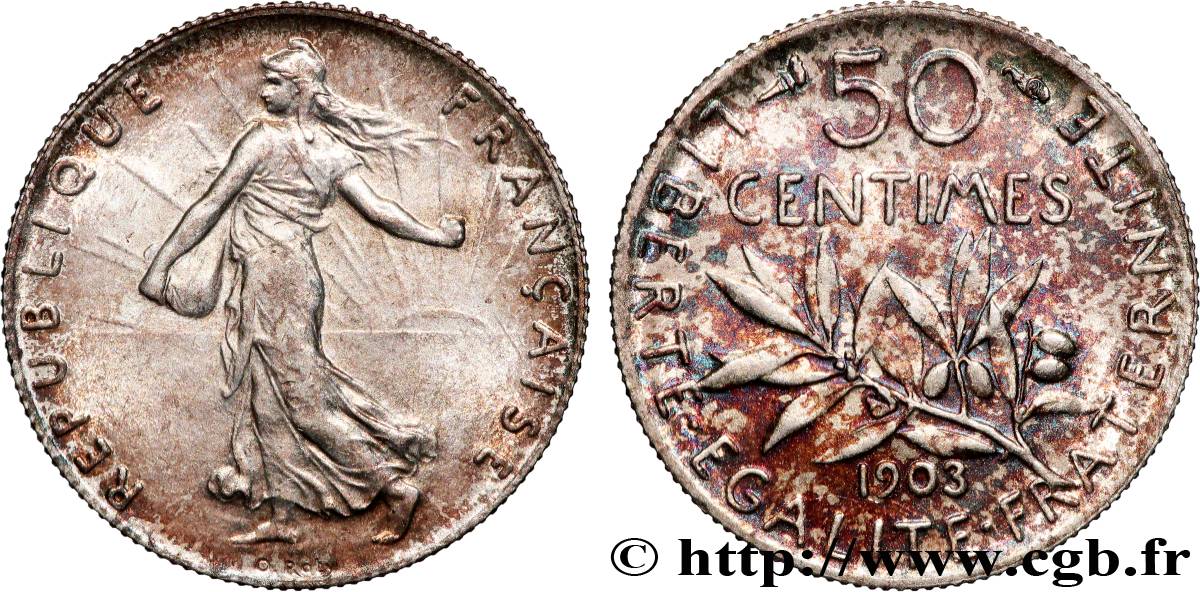 50 centimes Semeuse 1903  F.190/10 SPL62 