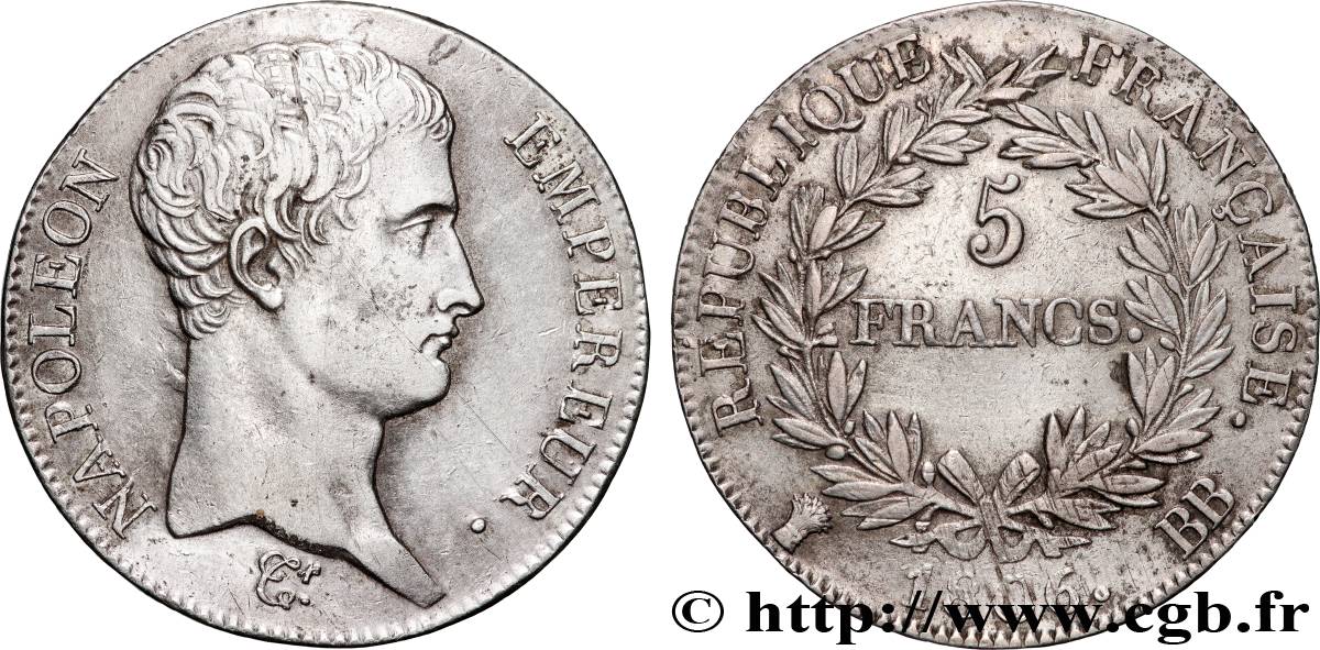5 francs Napoléon Empereur, Calendrier grégorien 1806 Strasbourg F.304/3 VF 