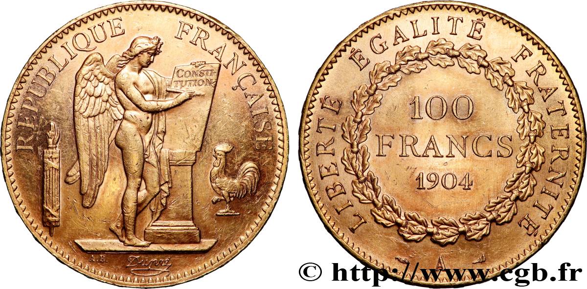 100 francs génie, tranche inscrite en relief Dieu protège la France 1904 Paris F.552/17 TTB+ 