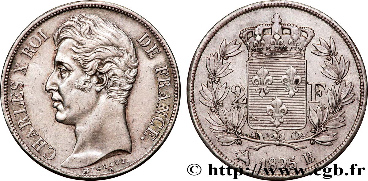 2 francs Charles X 1825 Rouen F.258/2 AU 