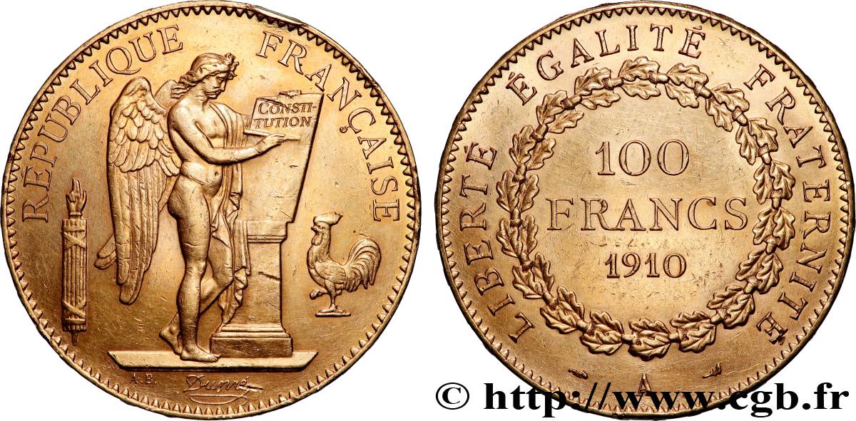 100 francs génie, tranche inscrite en relief liberté égalité fraternité 1910 Paris F.553/4 TTB+ 
